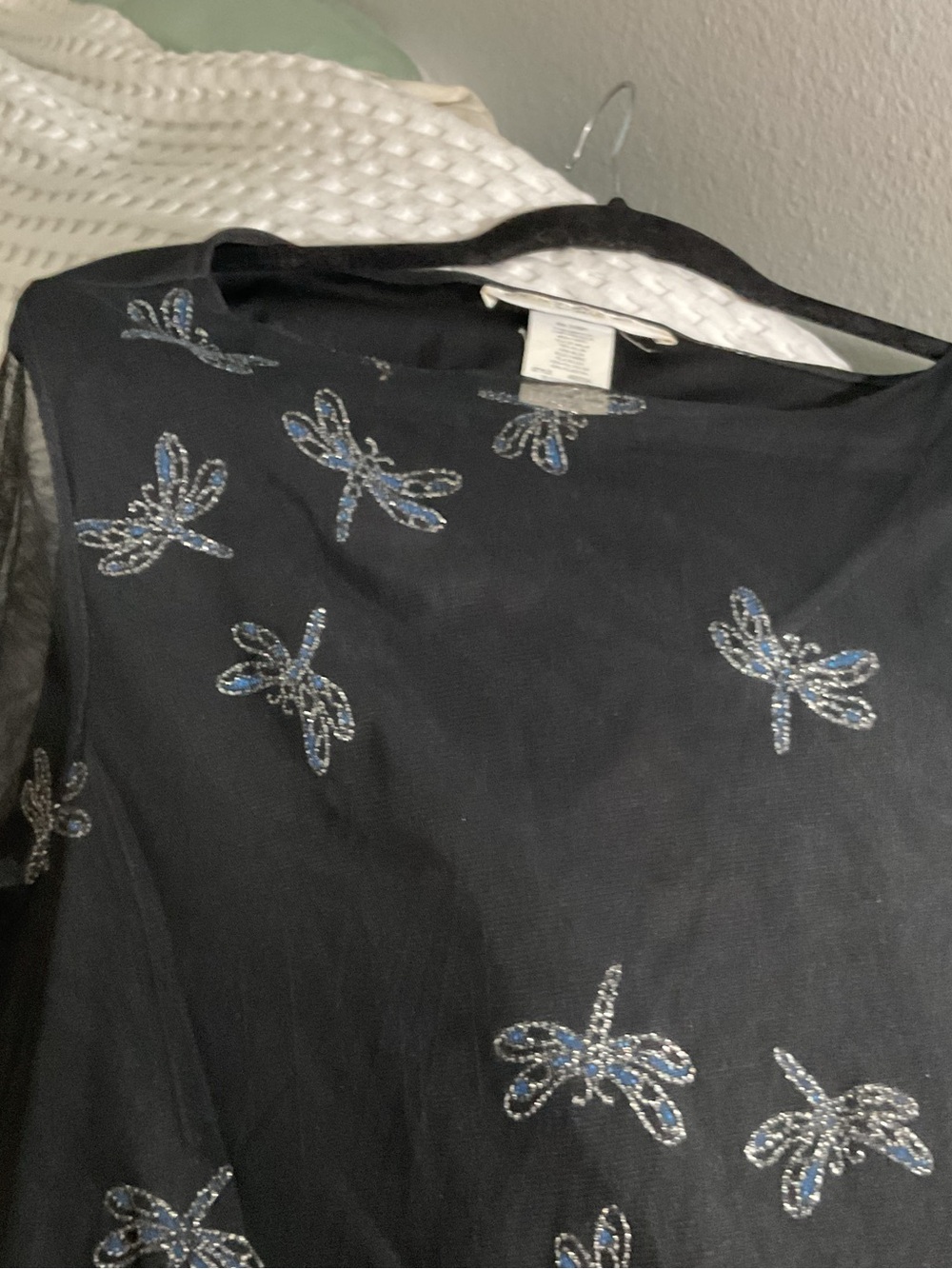 Victoria Jones Woman Black Blouse with Light Cross Print